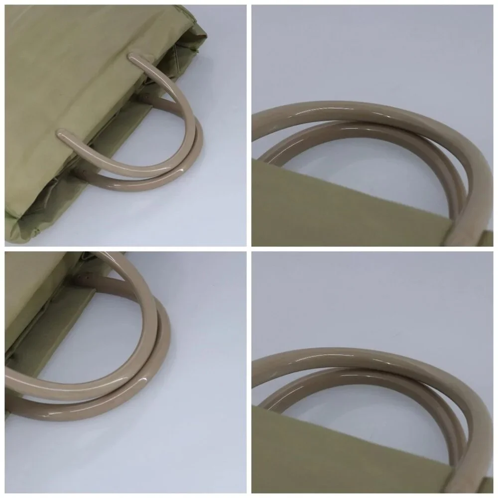 PRADA Tote Bag Nylon Plastic Beige Silver Auth 99542 - Picture 16 of 16